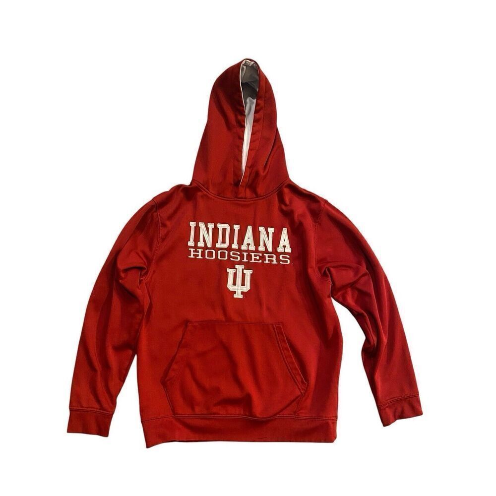 Indiana HOOSIERS Youth XL 16-18 Red Pull Over Hooded Sweat Shirt Coliseum